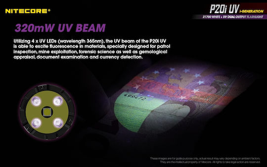 NiteCore LED UV IP68 с Максимална Яркост 1800лм Precise P20i Черен