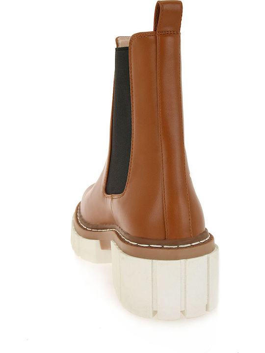 Women's Chelsea Boots with Medium Heel Tabac Brown