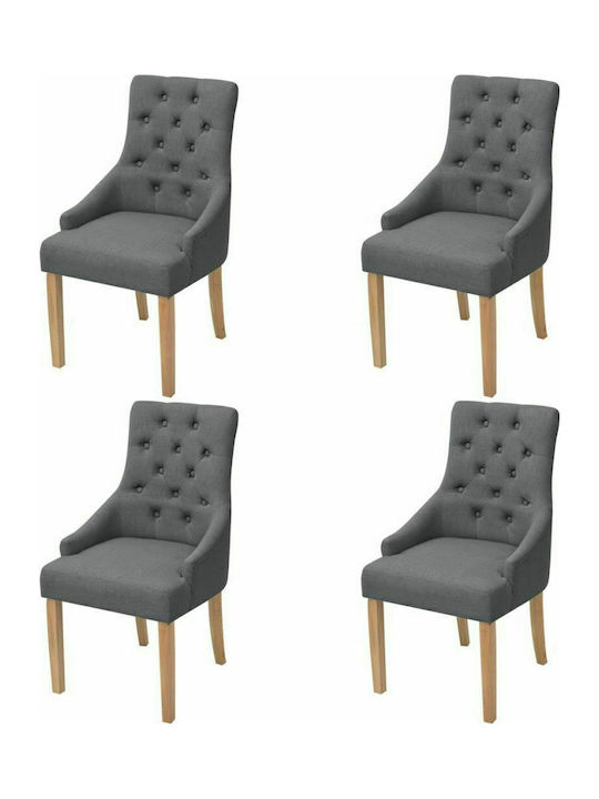 Dining Room Fabric Chair Dark Grey 52x60x95.5cm 4pcs