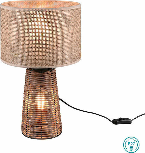 Trio Lighting Straw Vintage Πορτατίφ για Ντουί E27 με Μπεζ Καπέλο και Καφέ Βάση