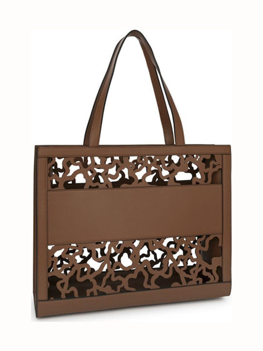 Amaya Kaos Shock Leather Women's Bag Shopper Shoulder Tabac Brown