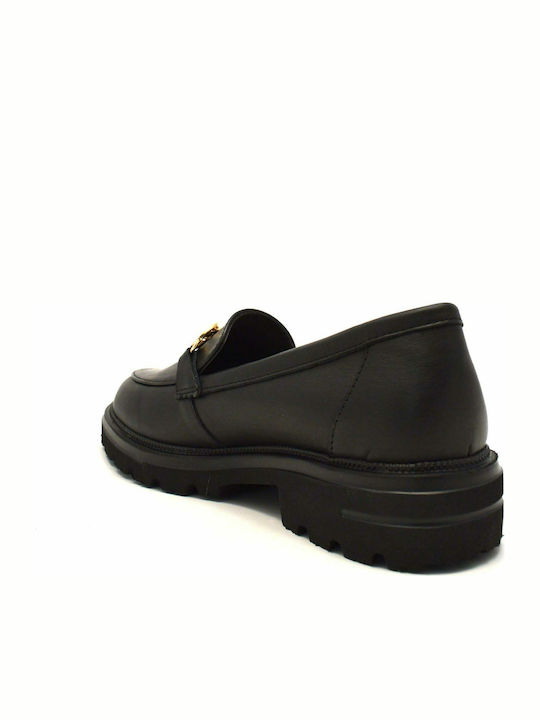 Leather Women's Moccasins in Black Color