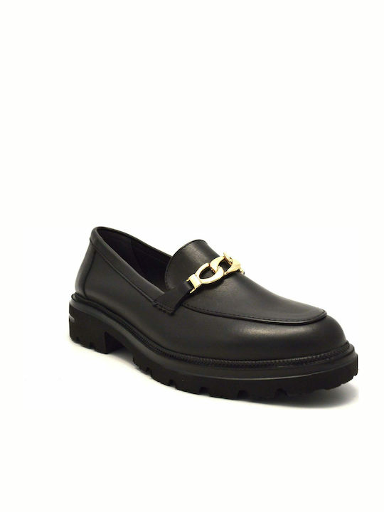 Leather Women's Moccasins in Black Color