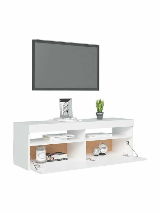 TV-Ständer mit LED-Beleuchtung White Μ120xΠ35xΥ40cm