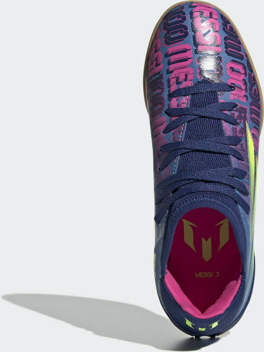 Kids Soccer Cleats & Shoes X Speedflow Messi.3 Indoor Victory Blue Shock Pink Solar Yellow