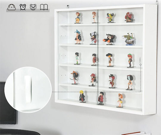 Hängende Wohnzimmer-Vitrine aus weißer Spanplatte mit Glas 80x9.5x60cm