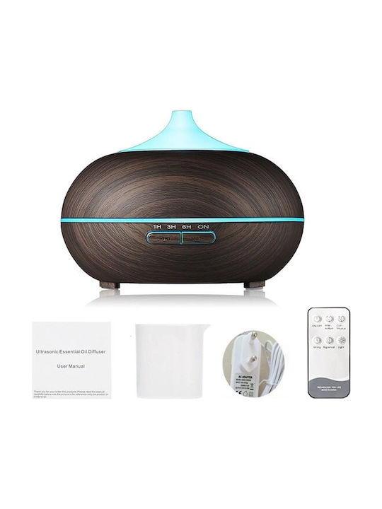 Led Ultrasonic Aromatherapy Diffuser with Remote Control Brown 400ml 14300DRC