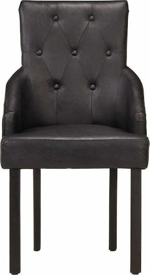 Dining Room Genuine Leather Armchair Black 52x60x95cm 2pcs