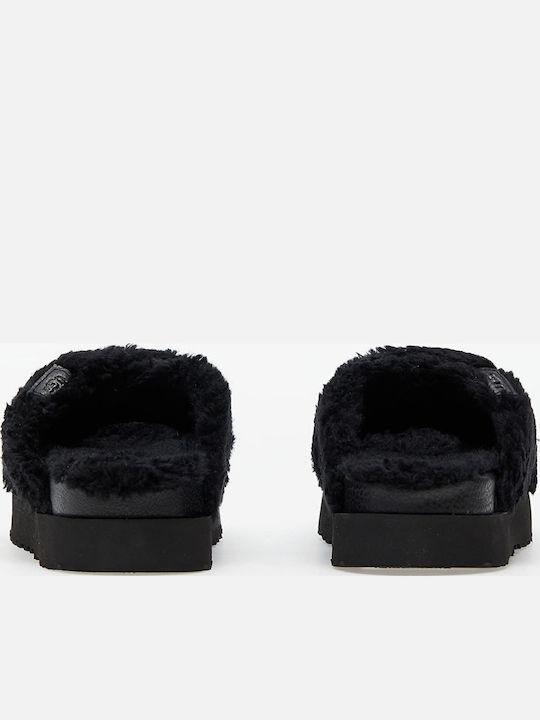 Fuzz Sugar Cross Leather Women's Flat Sandals in Black Color