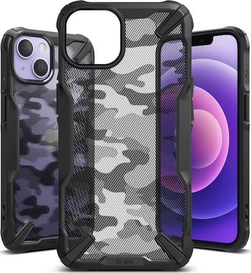 Ringke Fusion X Umschlag Rückseite Kunststoff mit Band Camo Black (iPhone 13 Mini)