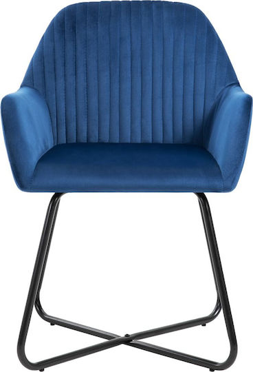 Dining Room Velvet Armchair Blue 61x61x84cm 4pcs