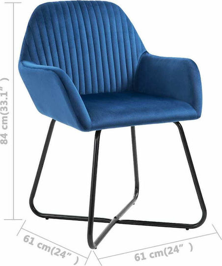 Dining Room Velvet Armchair Blue 61x61x84cm 4pcs