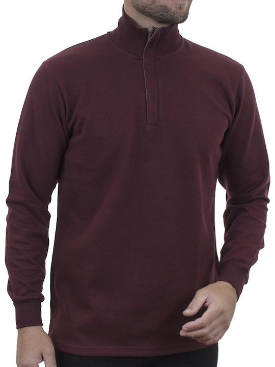 Paco & Co Men's Long Sleeve Blouse with Zipper Burgundy