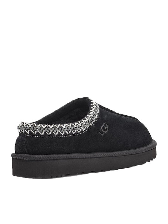 Tasman Heel Enclosed Leather Men's Slippers Black