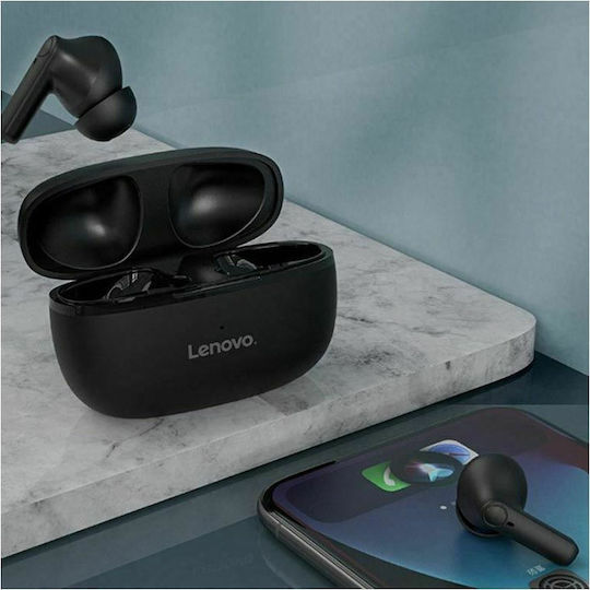 Lenovo HT05 In-ear Bluetooth Handsfree Ακουστικά με Θήκη Φόρτισης Μαύρα