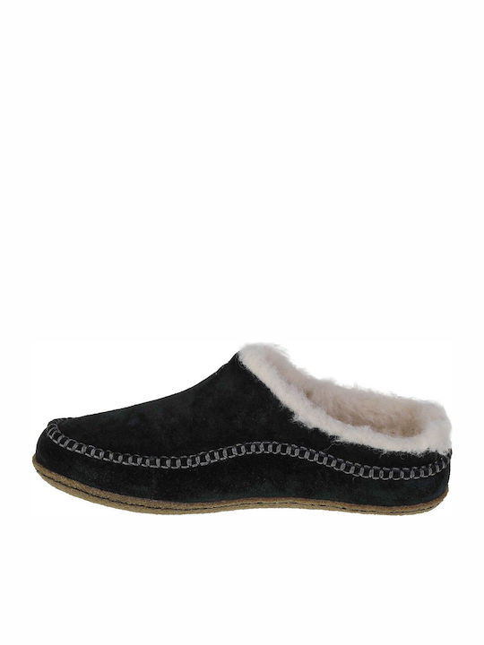 Sorel Lanner Ridge Men's Leather Slippers Black