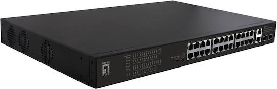 Level One FGP-2831 Unmanaged L2 PoE+ Switch με 24 Θύρες Gigabit (1Gbps) Ethernet και 2 SFP Θύρες