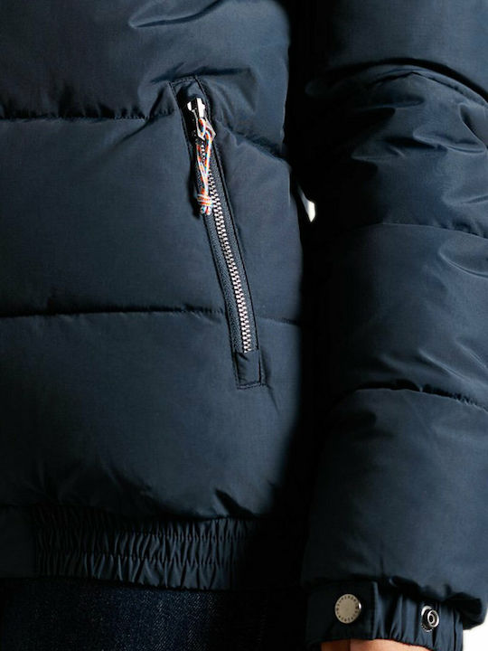 Source Retro Women's Short Puffer Jacket for Winter Nordic Chrome Navy