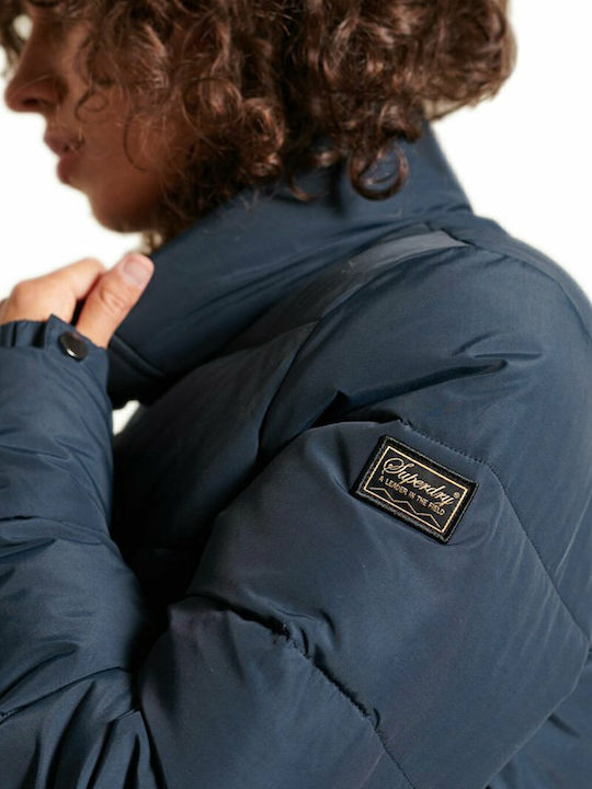 Source Retro Women's Short Puffer Jacket for Winter Nordic Chrome Navy