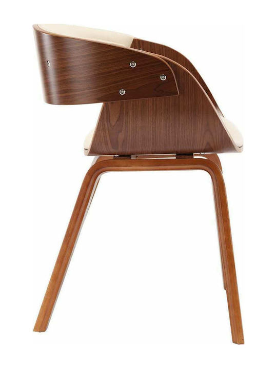 Dining Room Artificial Leather Armchair Cream / Brown 53x52x70cm 2pcs