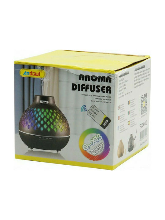 Andowl Led Συσκευή Αρωματοθεραπείας Υπερήχων με Τηλεχειριστήριο Καφέ 400ml Q-X13