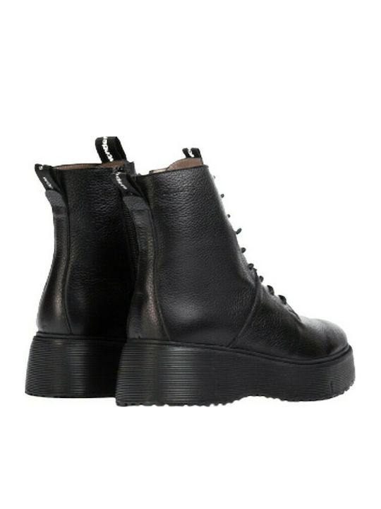Women's Leather Combat Boots Black