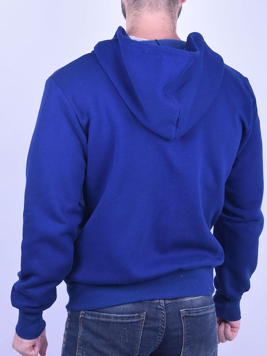 Paco & Co Men's Sweatshirt Jacket with Hood and Pockets Blue