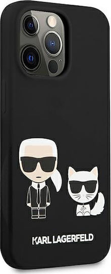 Karl Lagerfeld Karl & Choupette Umschlag Rückseite Silikon Schwarz (iPhone 13 Pro)