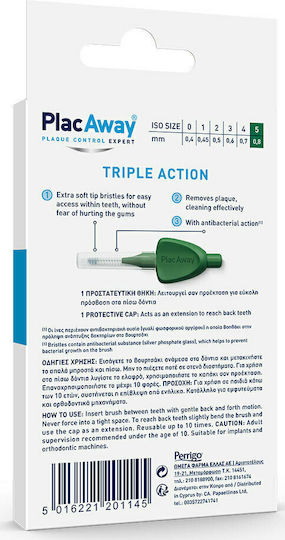 PlacAway Triple Action Interdental Brushes 0.8mm Green 6pcs