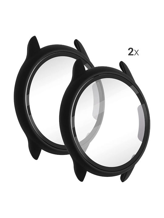 KWmobile 2-Pack Plastic Case with Glass in Black color for Amazfit GTR 2e