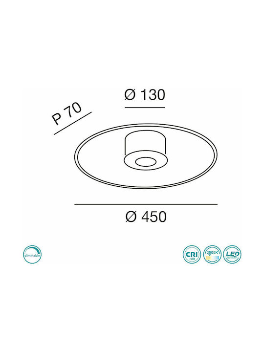 La Mia Luce Anemone Ceiling Mount Light 45cm White with Integrated LED