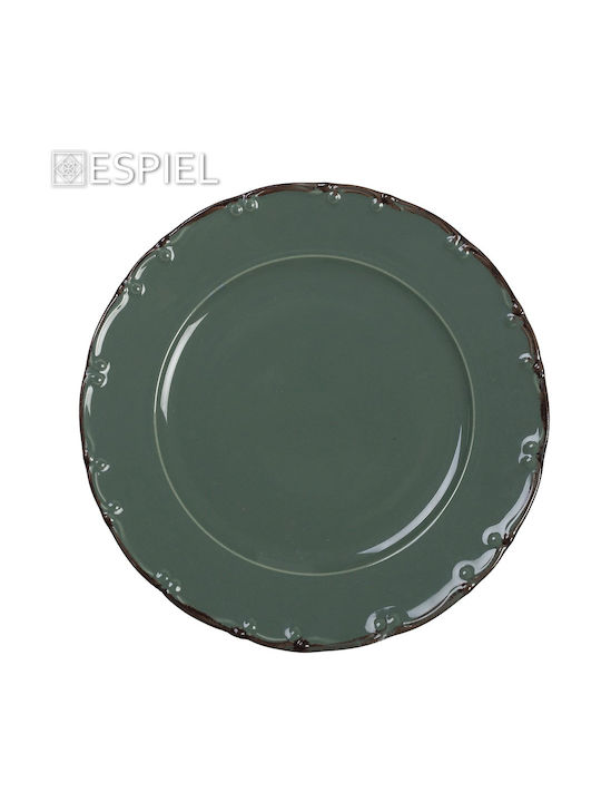 Espiel Liana Plate Desert Porcelain Green with Diameter 19cm 1pcs