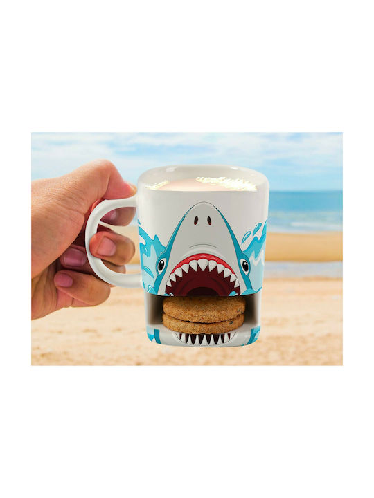 Total Gift Shark Biscuit Ceramic Cup White 250ml