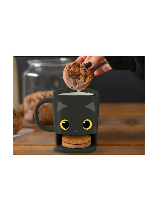 Total Gift Cat Biscuit Tasse Keramik Schwarz 250ml 1Stück