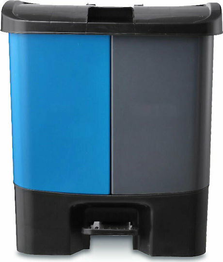 Green City International Recycling Plastic Waste Bin 2x30lt with Pedal Blue