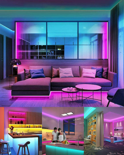 Smart Ταινία LED 12V RGB Φως 2x5m Τύπου SMD5050 με Τροφοδοτικό & Τηλεχειριστήριο