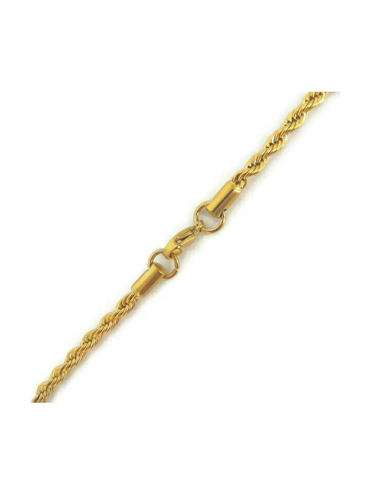 Halskette Stahl Gold gedrehte Kette 4mm - 50cm