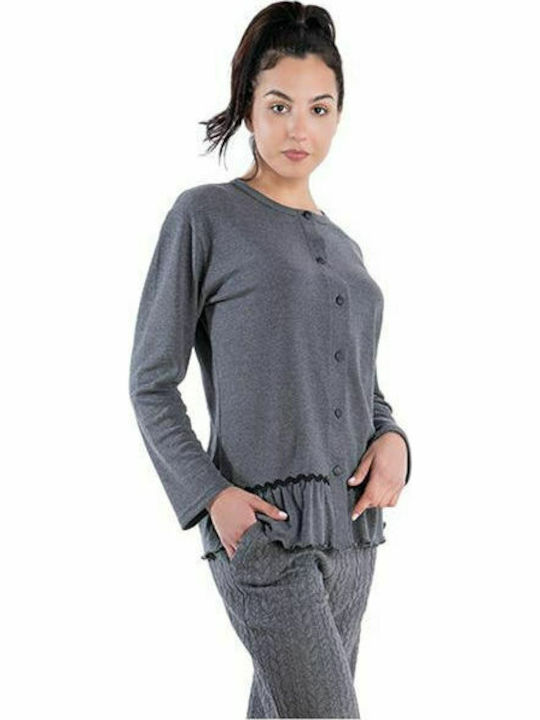 Rachel Winter Damen Pyjama-Set Baumwolle Gray