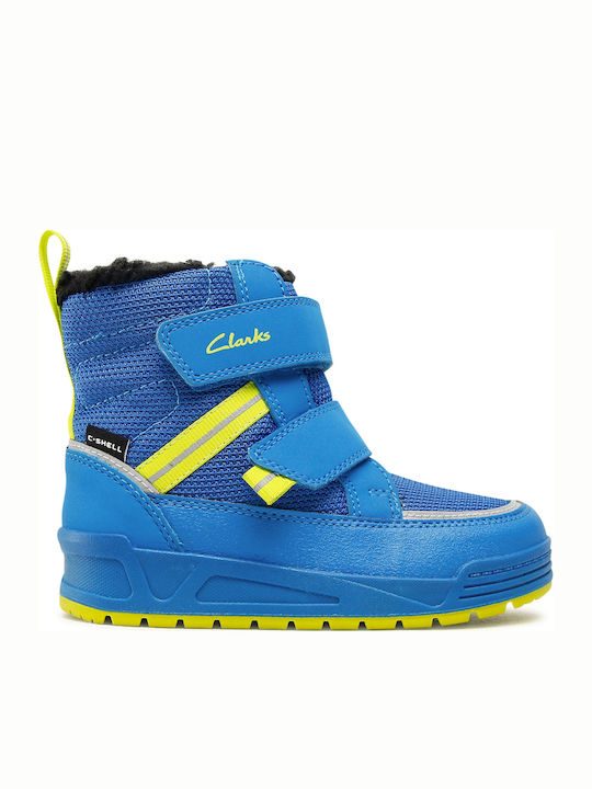 Clarks Jumper Jump Kids Snow Boots with Hoop & Loop Closure Blue