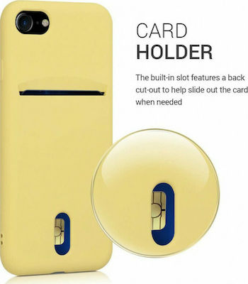 KWmobile Rubber Silicone Back Cover with Credit Card Holder Yellow (iPhone SE 2022/2020/8/7)