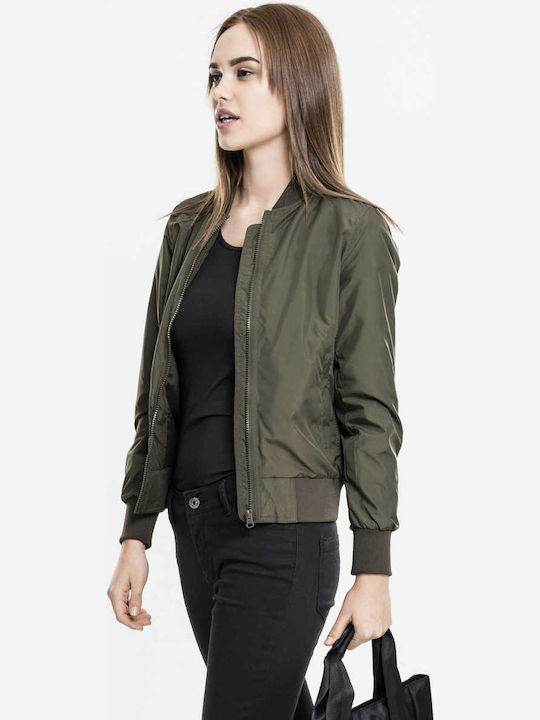 Kurz Damen Bomberjacke Dark Olive