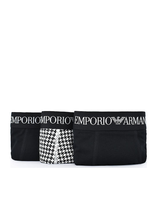 Emporio Armani Men's Boxers Black / White with Patterns 3Pack