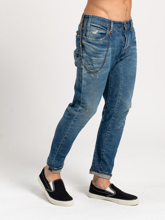 Brannon Pantaloni De Blugi Pentru Bărbați Elastic Slim Fit Albastru