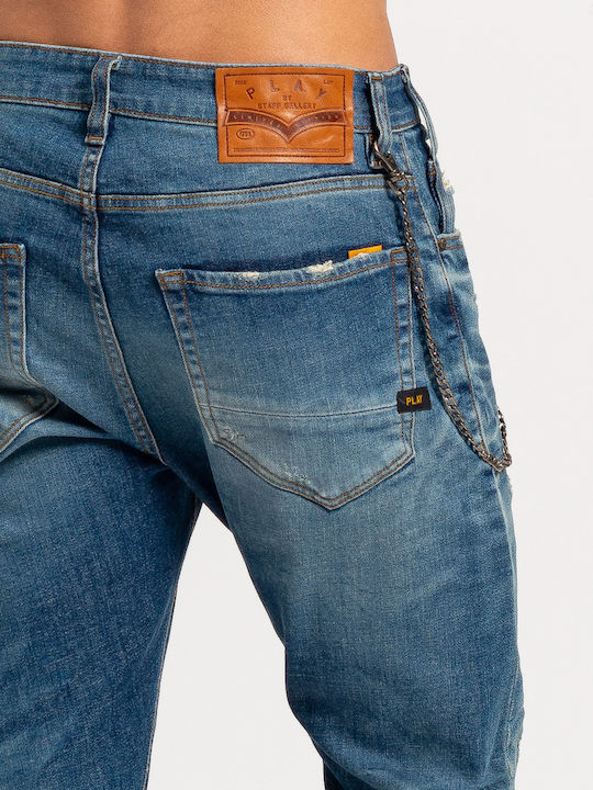 Brannon Pantaloni De Blugi Pentru Bărbați Elastic Slim Fit Albastru