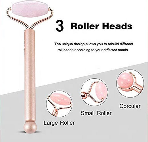Set 3 în 1 Rolă Facială din Cuarț Roz 3 Bucăți