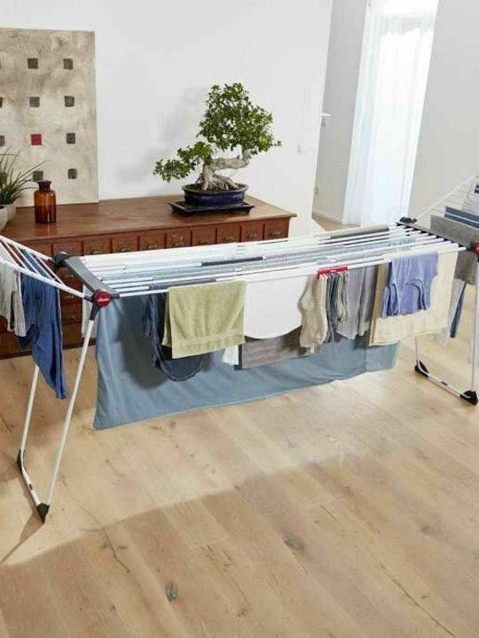 Vileda Infinity Flex Folding Floor Clothes Drying Rack Metallic with Wheels with Hanging Length 30m