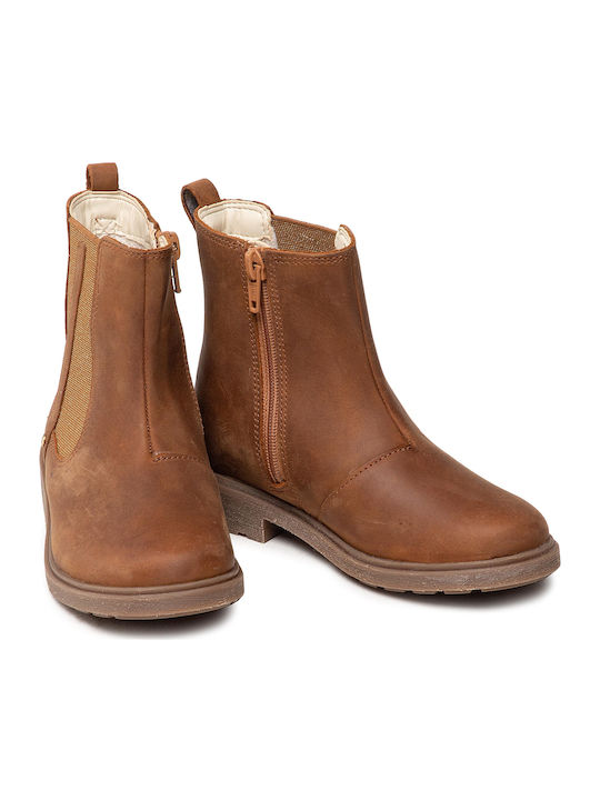 Astrol Orin Braune Leder-Kinderstiefel mit Reißverschluss