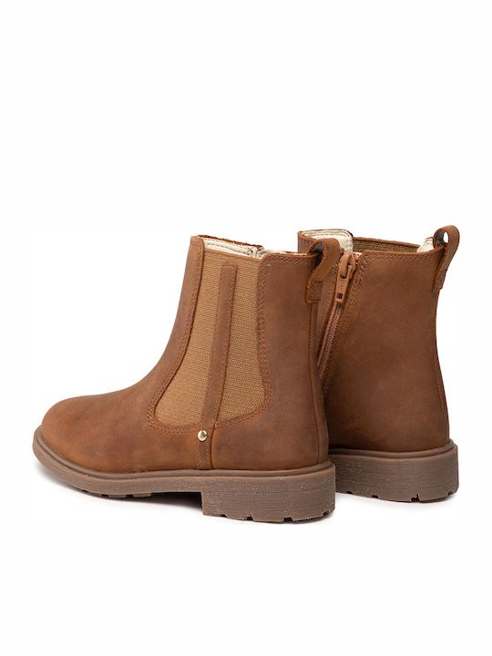 Astrol Orin Braune Leder-Kinderstiefel mit Reißverschluss