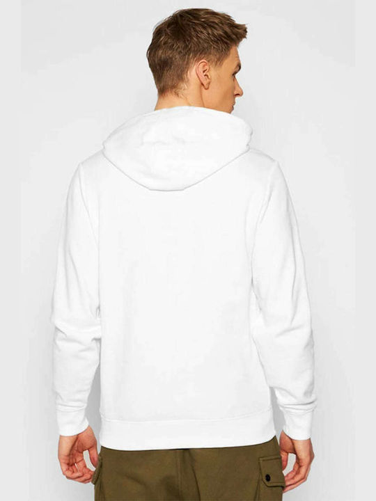 Guess Men's Sweatshirt with Hood and Pockets White