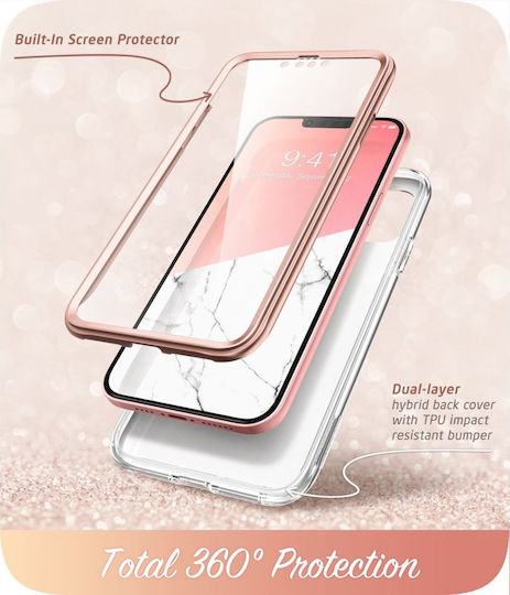 Supcase I-Blason Cosmo 360 Full Cover Πλαστικό 2mm Σετ με Τζαμάκι Marble Pink (iPhone 13 Pro)